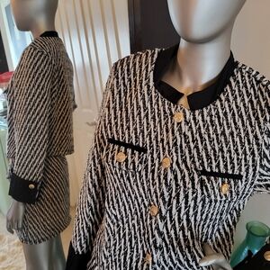 Elegant Black and White Women's Tweed SET